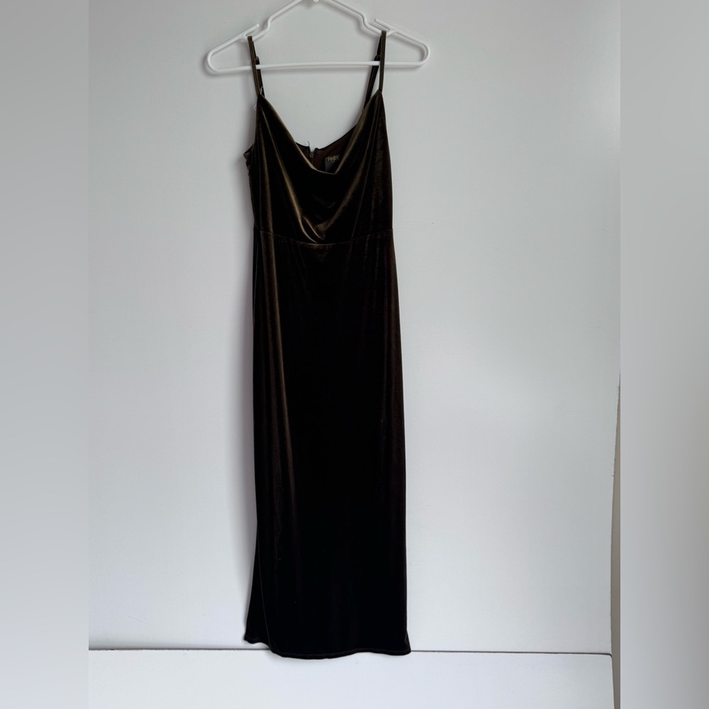 Taylor Women Dress Sz 2 Crushed Velvet Green‎ Witchy Whimsigoth Maxi HOCO Maxi - Picture 2 of 11